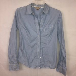 Arizona Jeans Co Blue White Striped Button Size M